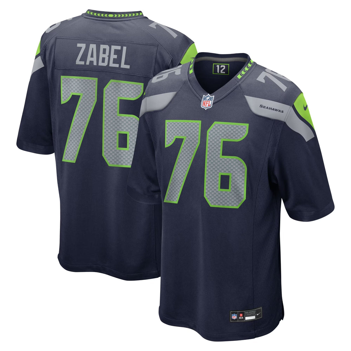 Seattle Seahawks Grey Zabel College Navy 2025  Draft First Round Pick Game Jersey