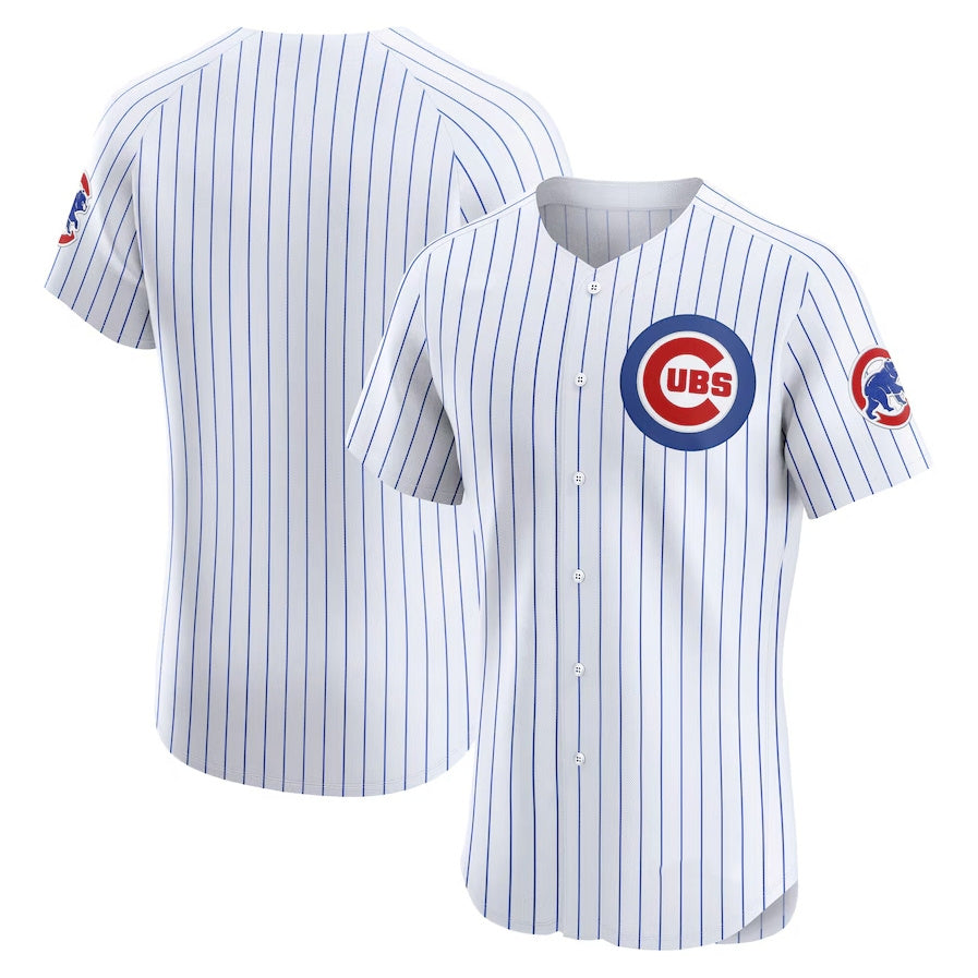 Chicago Cubs Home Elite Jersey - White Stitched Baseball Jersey