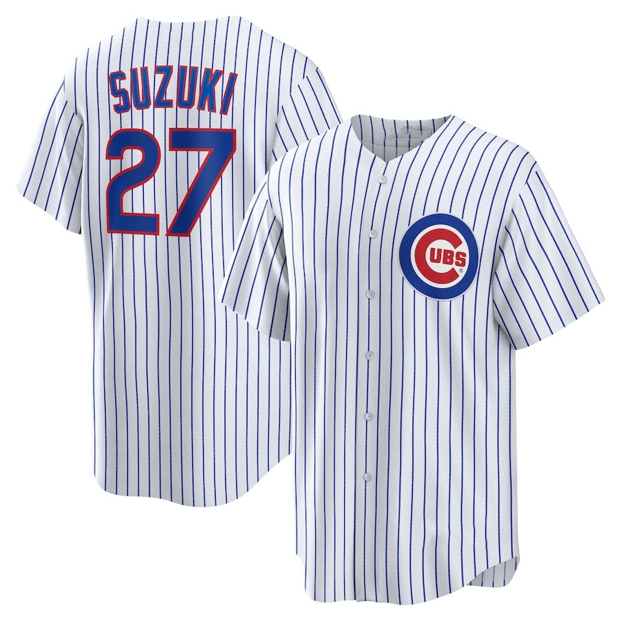 Chicago Cubs #27 Seiya Suzuki Home Replica Jersey - White Stitched Baseball Jersey