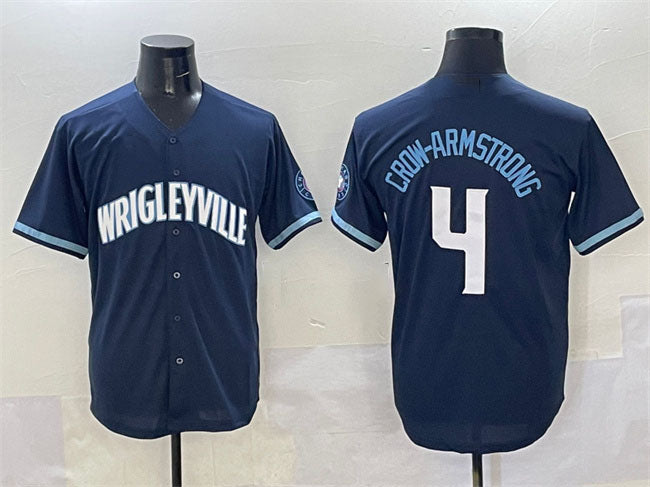 Chicago Cubs #4 Pete Crow-Armstrong Navy City Connect Stitched Baseball Jersey