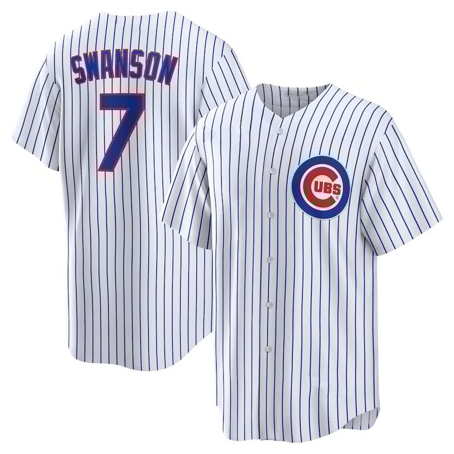 Chicago Cubs #7 Dansby Swanson Replica Player Jersey - White Stitched Baseball Jersey