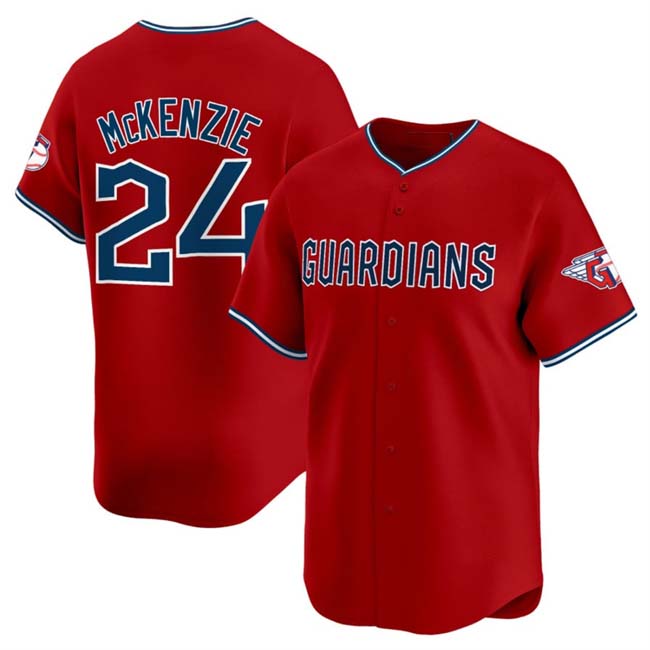 Cleveland Guardians #24 Triston McKenzie Red Alternate Limited Stitched Baseball Jersey