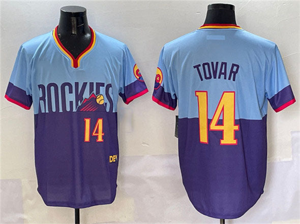 Colorado Rockies #14 Ezequiel Tovar Purple Light Blue 2025 City Connect Limited Stitched Baseball Jersey