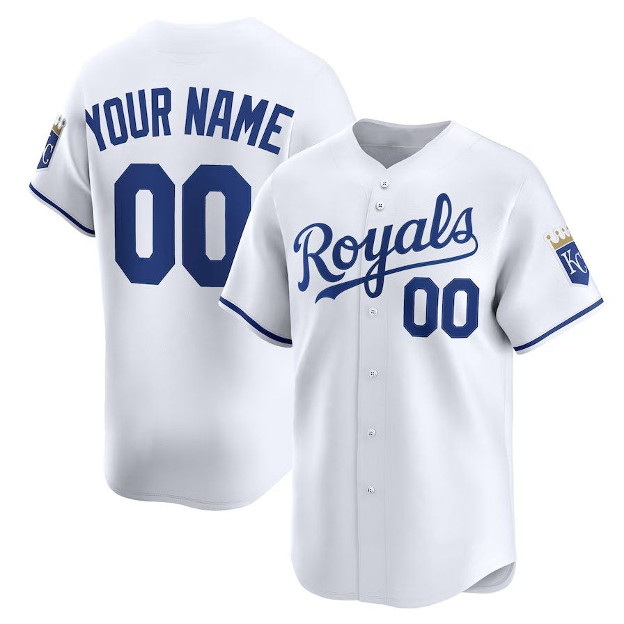 Custom Kansas City Royals Home Limited Jersey - White Stitched Baseball Jersey