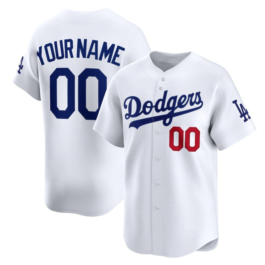 Custom Los Angeles Dodgers Home Limited Jersey ¨C White Stitched Baseball Jersey