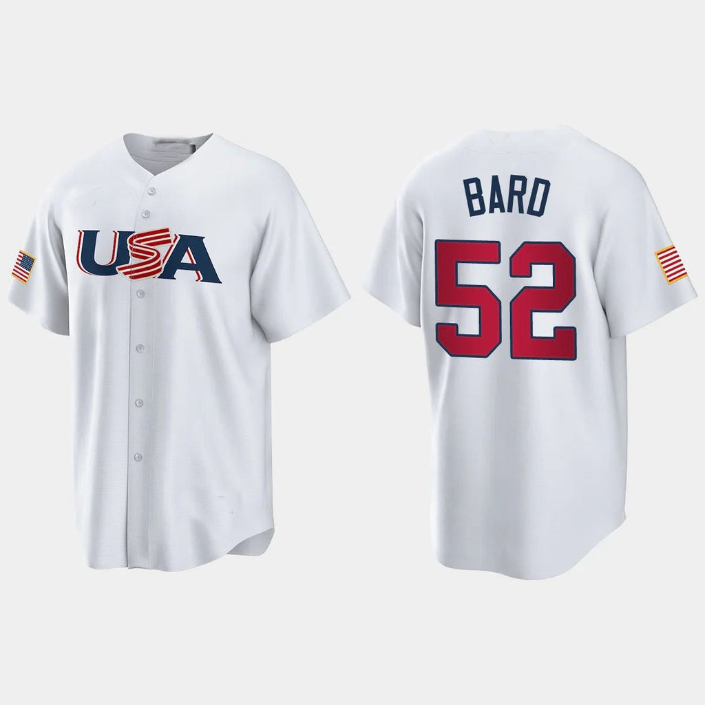 #52 DANIEL BARD COLORADO ROCKIES 2023 WORLD BASEBALL CLASSIC USA REPLICA JERSEY C WHITE Stitches Baseball Jerseys