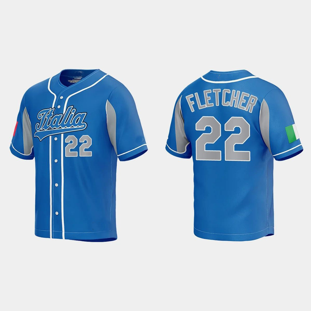 #22 DAVID FLETCHER ITALY BASEBALL 2023 WORLD BASEBALL CLASSIC JERSEY C ROYAL Stitches Baseball Jerseys