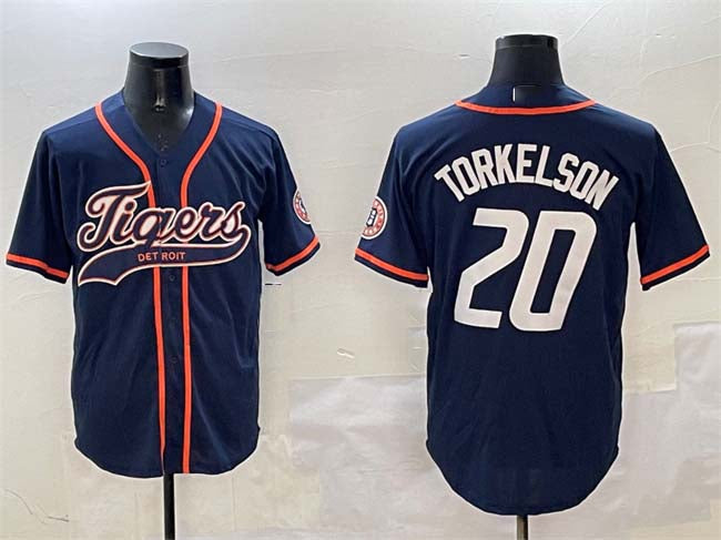 Detroit Tigers #20 Spencer Torkelson Navy With Patch Cool Base Stitched Baseball Jersey