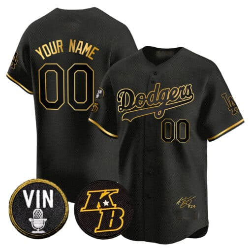 Custom Los Angeles Dodgers Vin Patch & Kobe Bryant Signature Vapor Premier Limited ¨C All Stitched Baseball Jersey