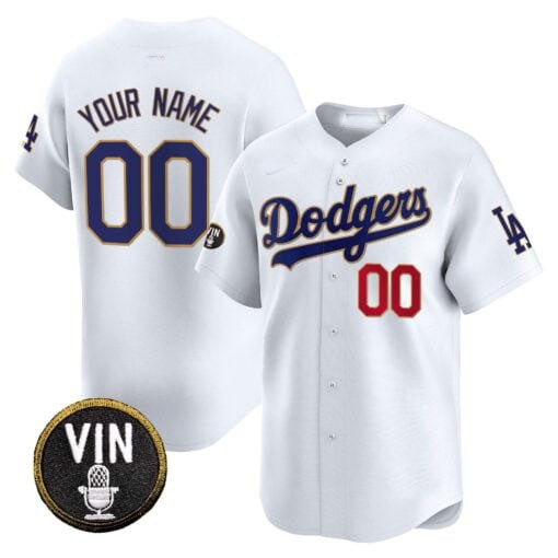Custom Los Angeles Dodgers Vin Scully Patch Gold Trim Vapor Premier Limited ¨C All Stitched Baseball Jersey