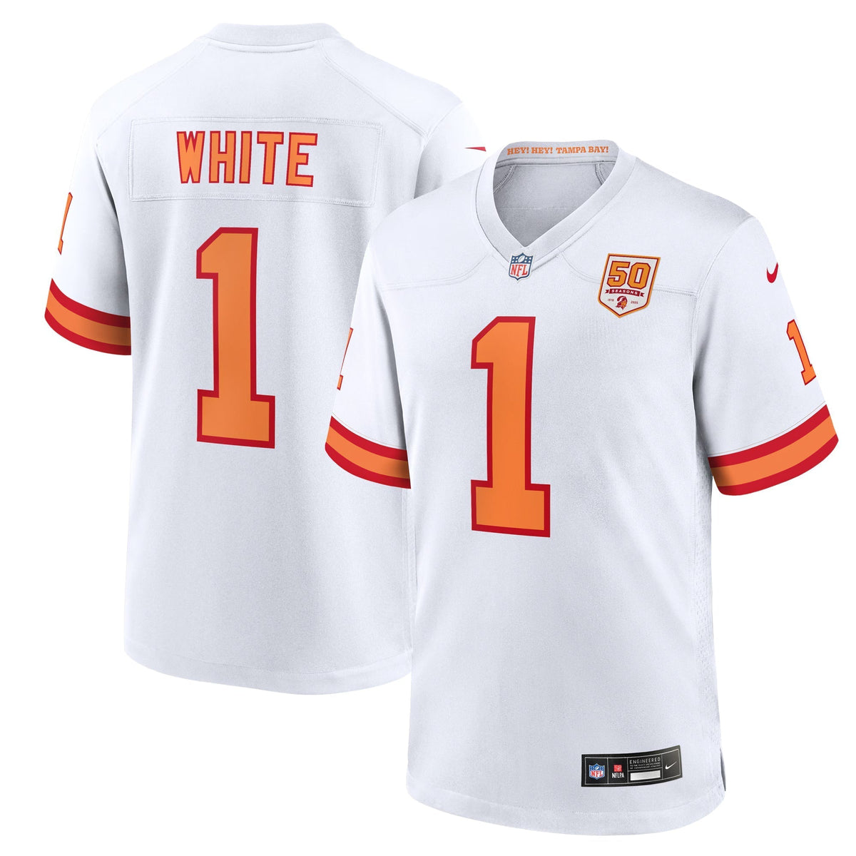 76 Tampa Bay Buccaneers Rachaad White White 50th Season Game Jersey