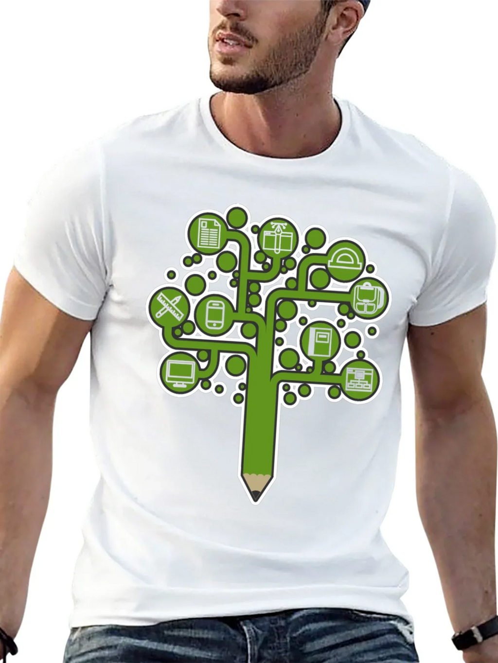 Education Tree Graphic Tee - Black Cotton T-Shirt
