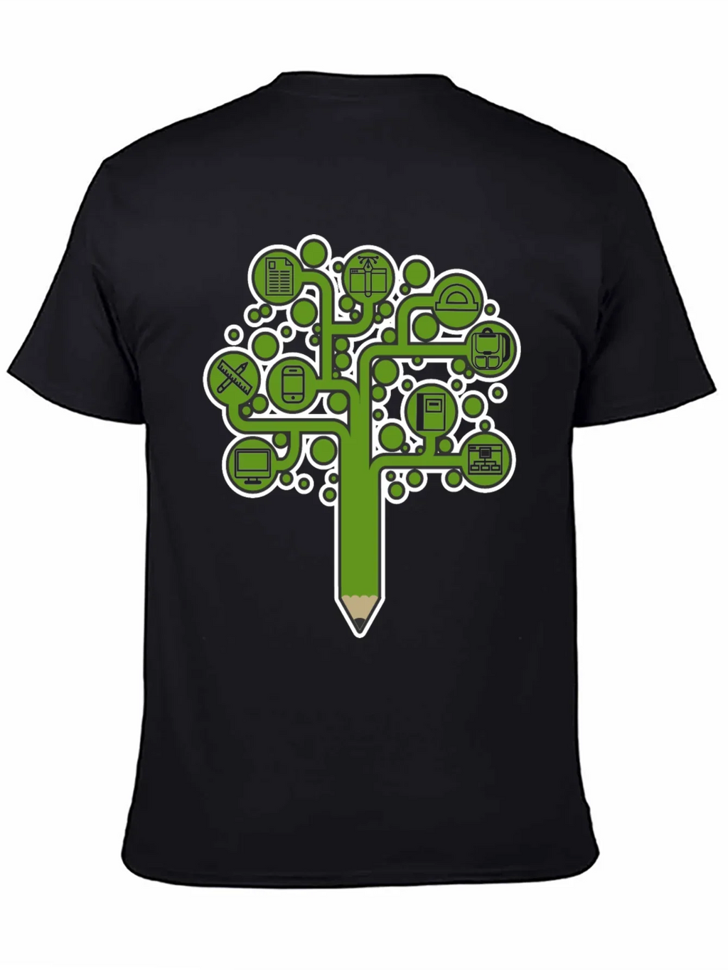 Education Tree Graphic Tee - Black Cotton T-Shirt