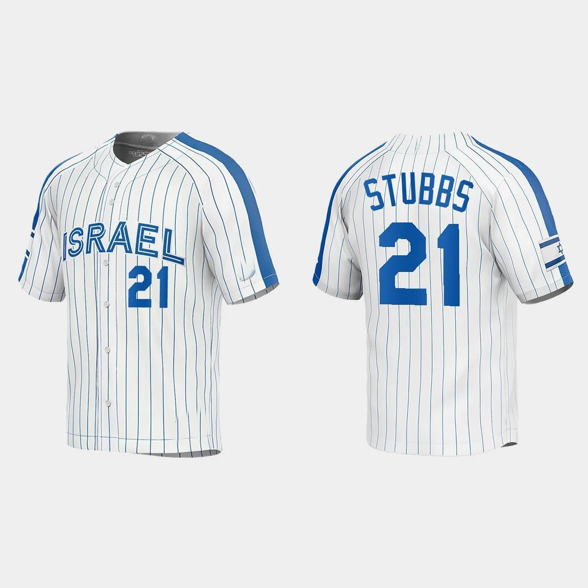 #21 GARRETT STUBBS ISRAEL BASEBALL 2023 WORLD BASEBALL CLASSIC JERSEY C WHITE Stitches Baseball Jerseys