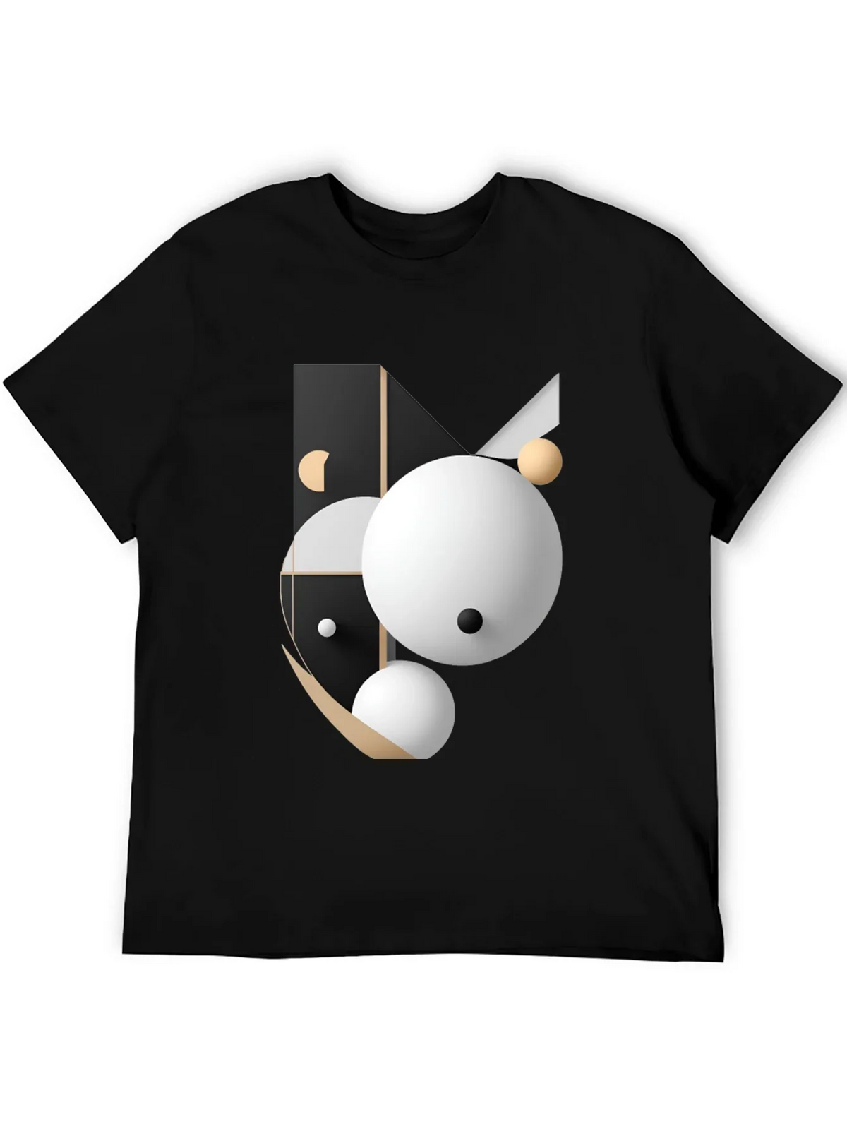 Abstract Geometric Graphic Print Black T-Shirt