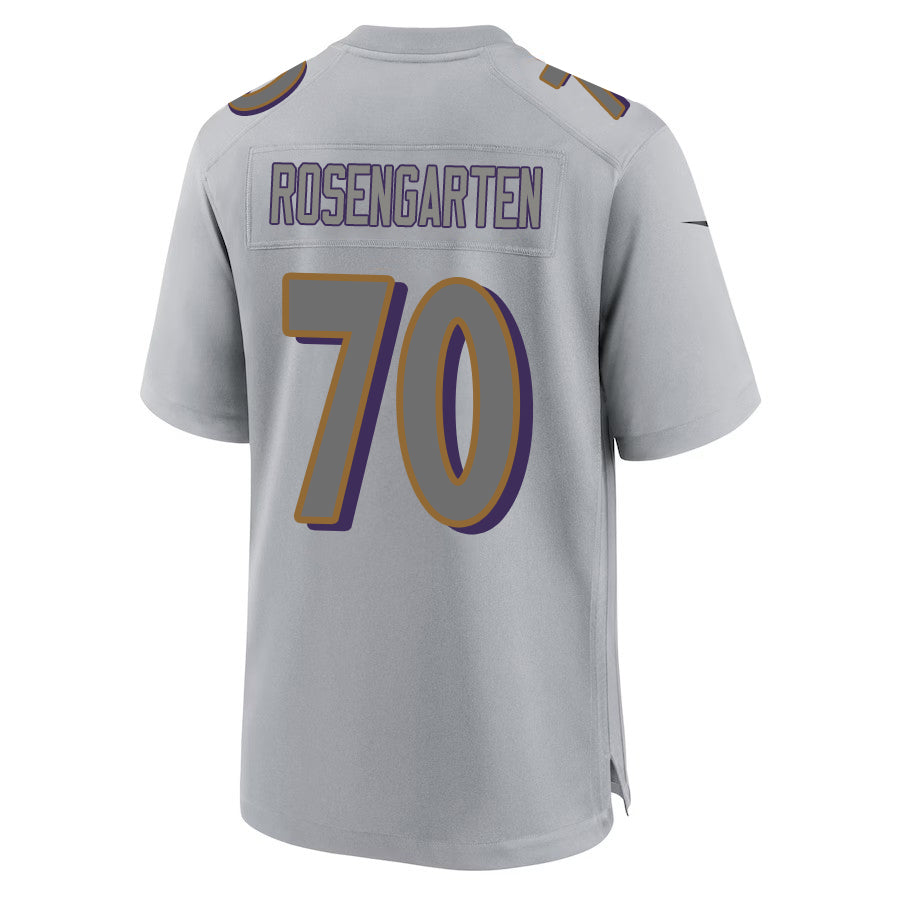 B.Ravens #70 Roger Rosengarten Gray Game Jersey Stitched American Football Jerseys