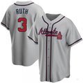 Atlanta Braves #3 Babe Ruth Gray Road Jersey Stitches Baseball Jerseys