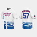 #57 HECTOR SANTIAGO PUERTO RICO BASEBALL 2023 WORLD BASEBALL CLASSIC JERSEY C WHITE Stitches Baseball Jerseys