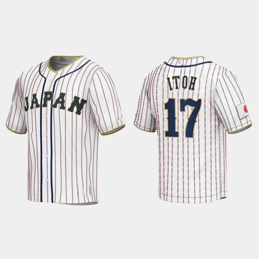 #17 HIROMI ITOH JAPAN BASEBALL 2023 WORLD BASEBALL CLASSIC JERSEY C WHITE Stitches Baseball Jerseys