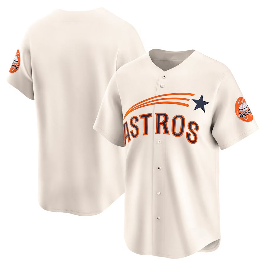 Houston Astros Throwback Cooperstown Collection Limited Jersey - Cream Stitched Baseball Jersey