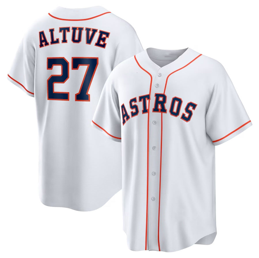 Houston Astros #27 Jose Altuve Home Replica Player Name Jersey - White Stitched Baseball Jersey