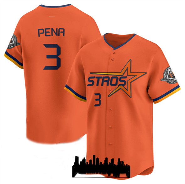 Houston Astros #3 Jeremy Pena Orange 2025 City Connect Limited Stitched Baseball Jersey