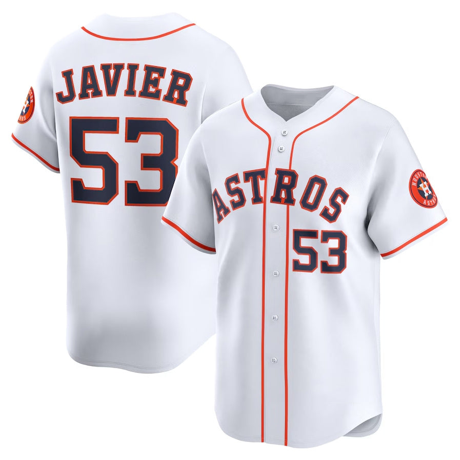 Houston Astros #53 Cristian Javier Home Limited Player Jersey - White Stitched Baseball Jersey