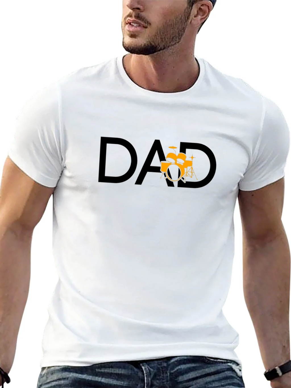 Dad Drum Set Graphic T-Shirt - Black Cotton Tee