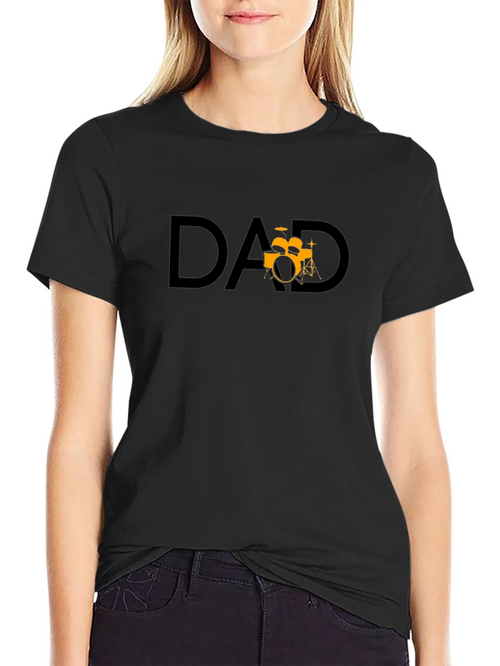 Dad Drum Set Graphic T-Shirt - Black Cotton Tee