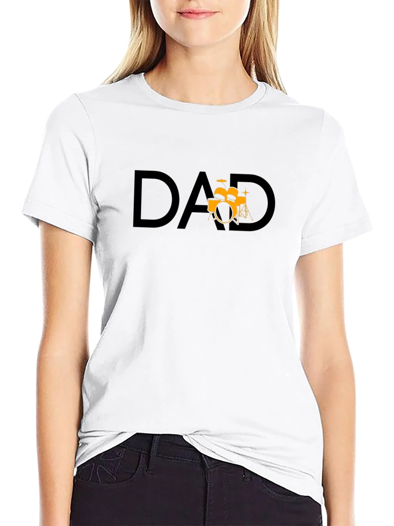 Dad Drum Set Graphic T-Shirt - Black Cotton Tee