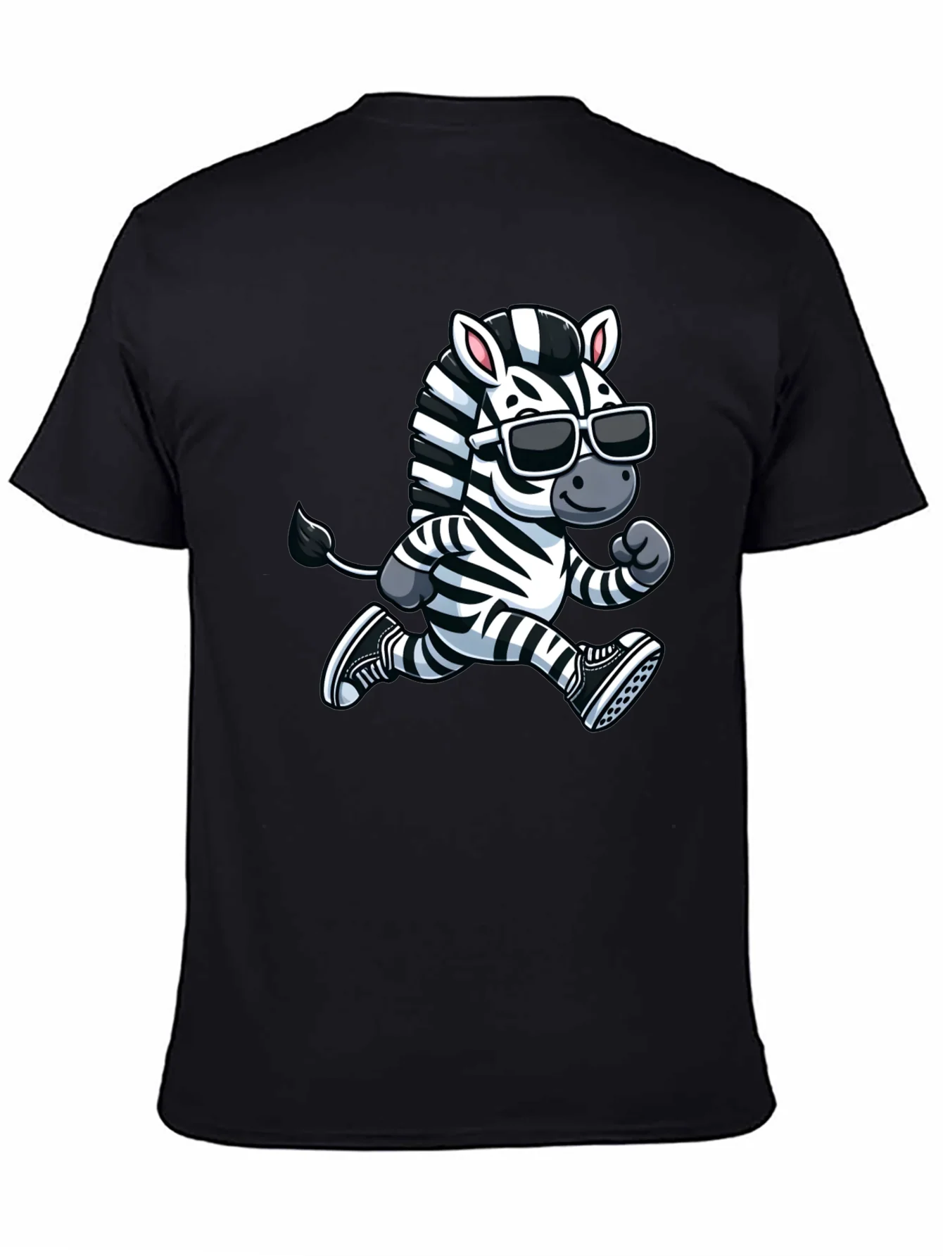 Cool Zebra Running T-Shirt - Black Cotton Graphic Tee