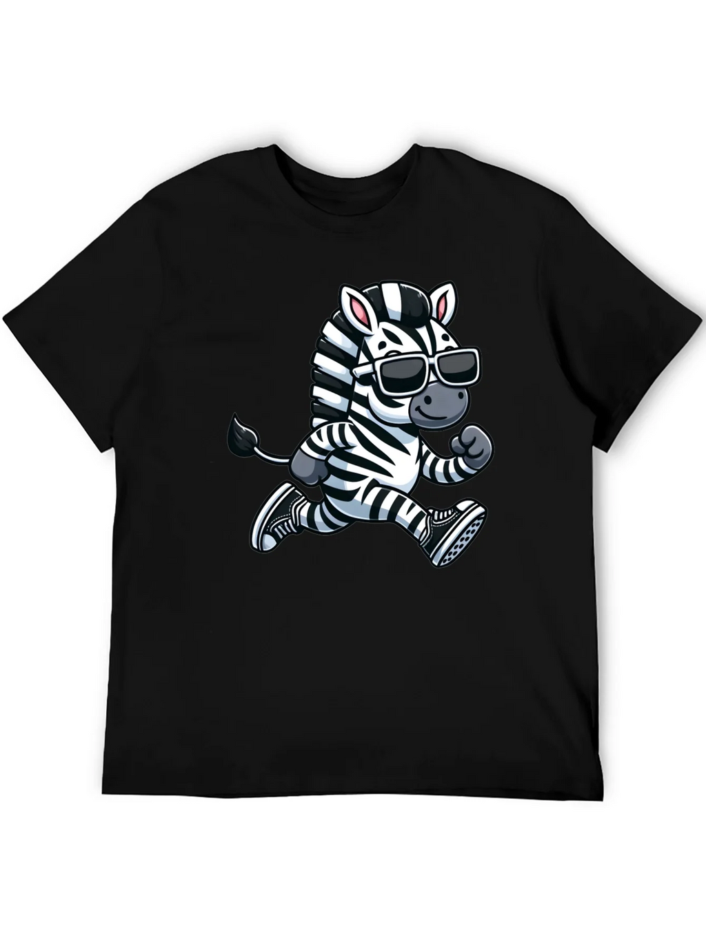 Cool Zebra Running T-Shirt - Black Cotton Graphic Tee