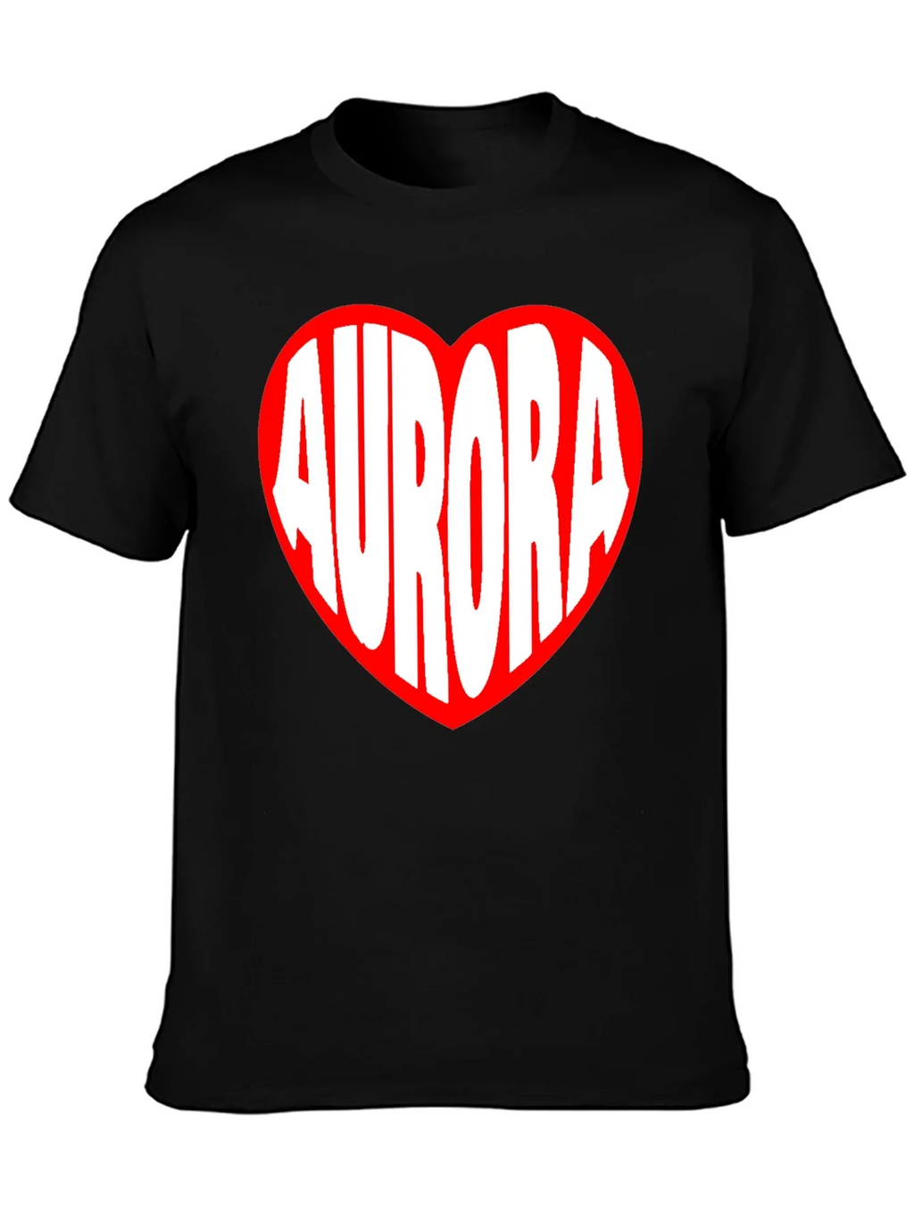 Aurora Heart Graphic Tee - Black Cotton T-Shirt