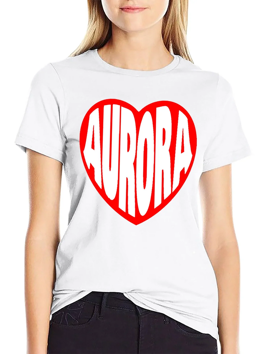 Aurora Heart Graphic Tee - Black Cotton T-Shirt