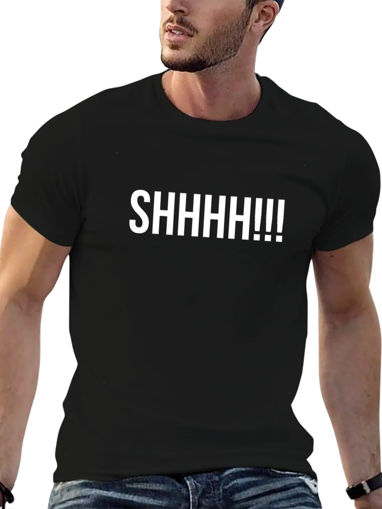 SHHHHH!!! Graphic Tee - Black Cotton T-Shirt