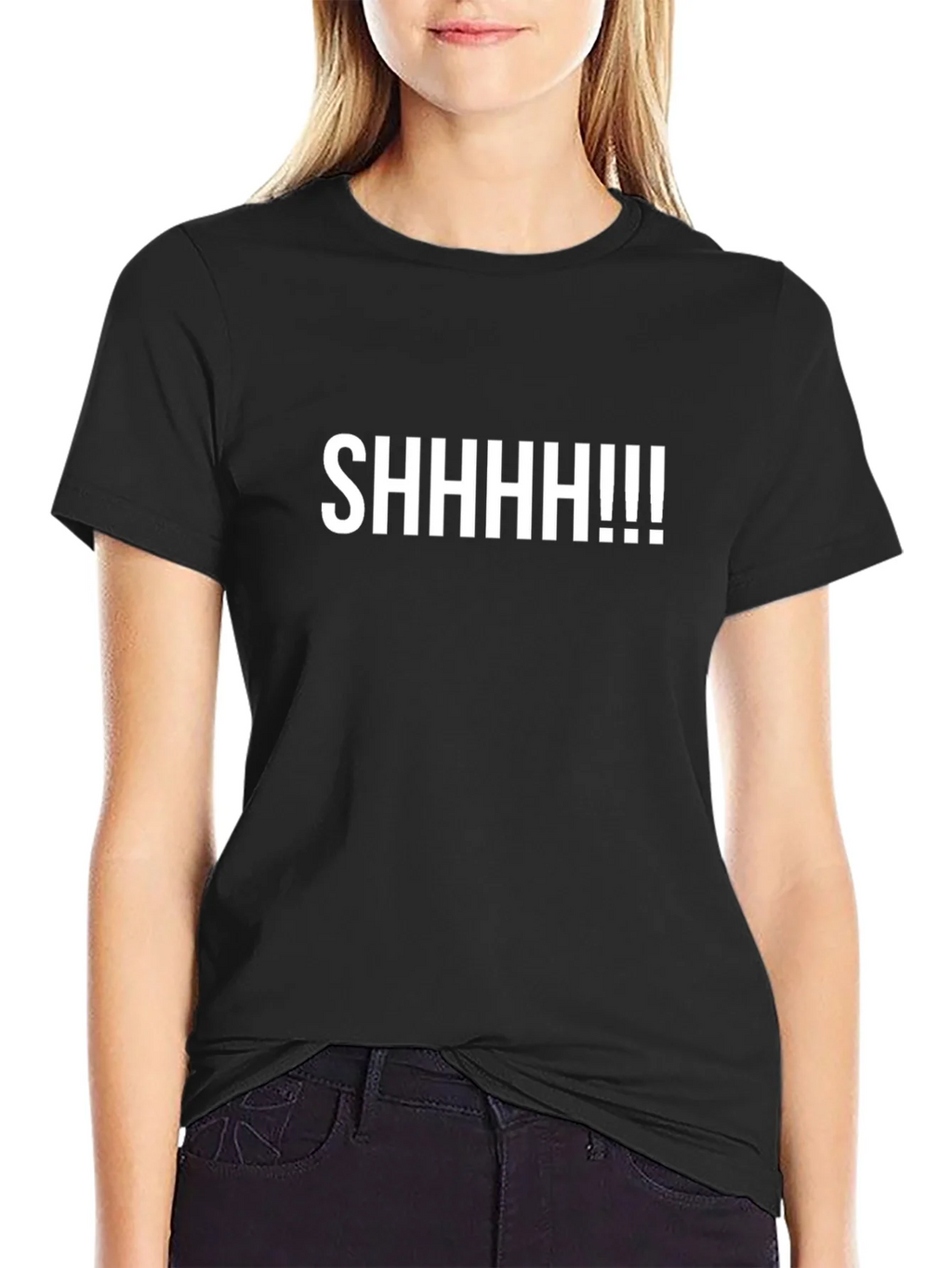 SHHHHH!!! Graphic Tee - Black Cotton T-Shirt