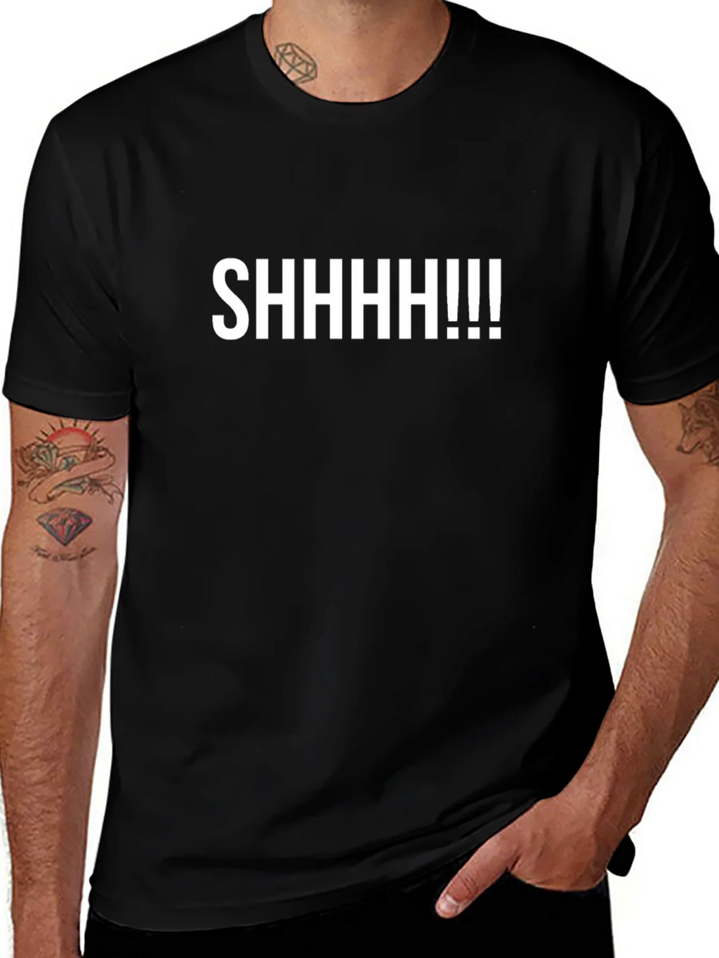 SHHHHH!!! Graphic Tee - Black Cotton T-Shirt
