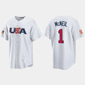 #1 JEFF MCNEIL NEW YORK METS 2023 WORLD BASEBALL CLASSIC USA REPLICA JERSEY C WHITE Stitches Baseball Jerseys