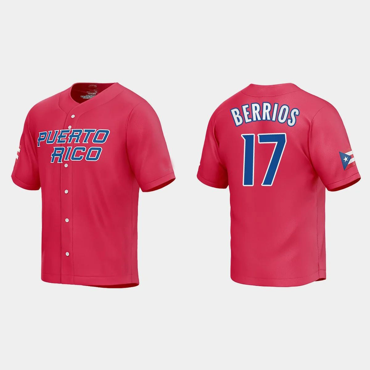 #17 JOSE BERRIOS PUERTO RICO BASEBALL 2023 WORLD BASEBALL CLASSIC JERSEY C RED Stitches Baseball Jerseys