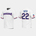 #22 JUAN SOTO DOMINICAN REPUBLIC BASEBALL 2023 WORLD BASEBALL CLASSIC REPLICA JERSEY C WHITE Stitches Baseball Jerseys