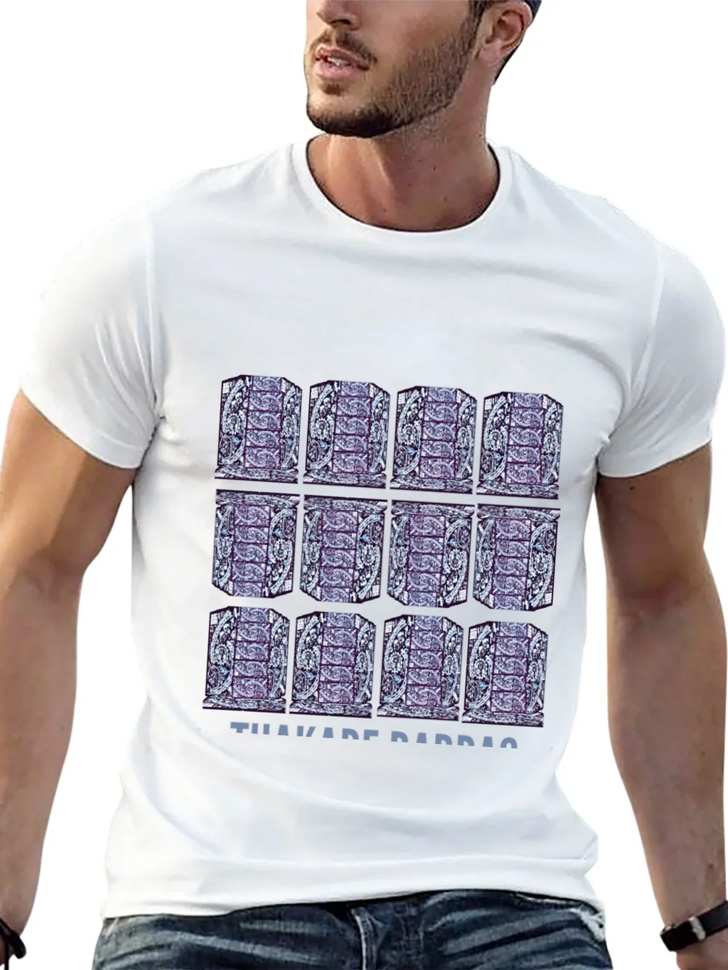Pattern Print Black T-Shirt