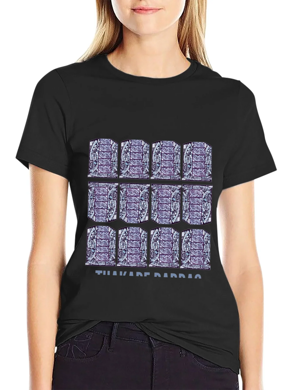 Pattern Print Black T-Shirt