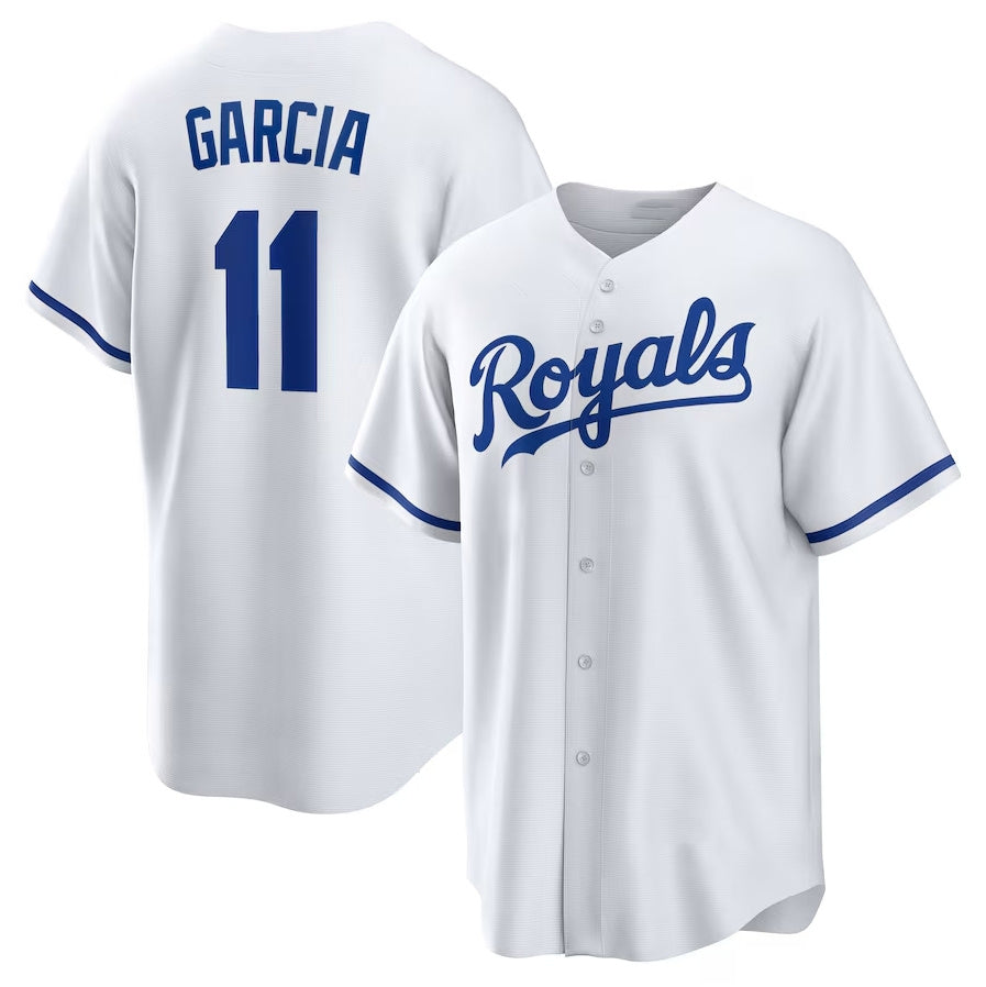 Kansas City Royals #11 Maikel Garcia Home Replica Jersey - White Stitched Baseball Jersey