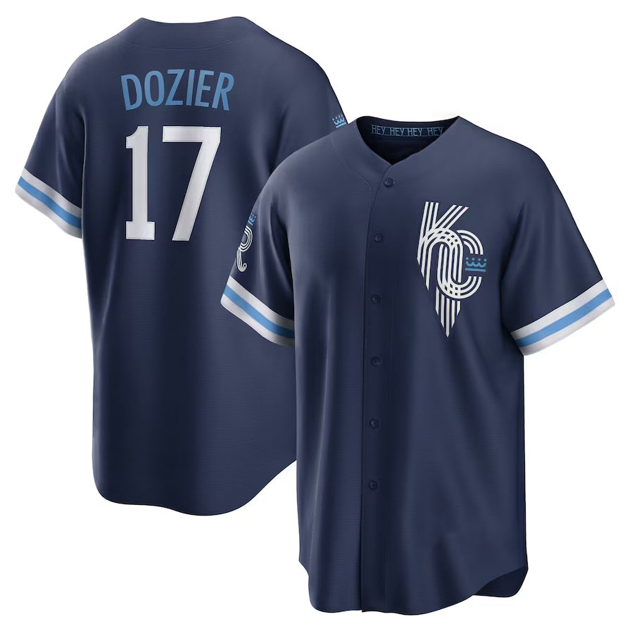 Kansas City Royals #17 Hunter Dozier City Connect Replica Player Jersey - Navy Stitched Baseball Jersey