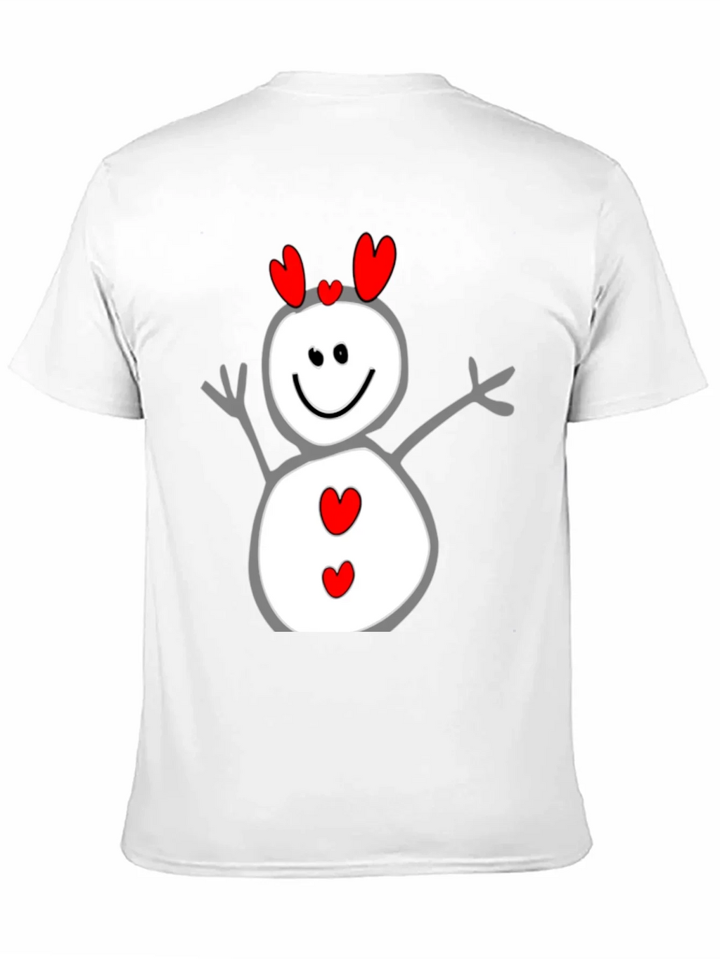 Heart Snowman Graphic Tee - Black Cotton Blend