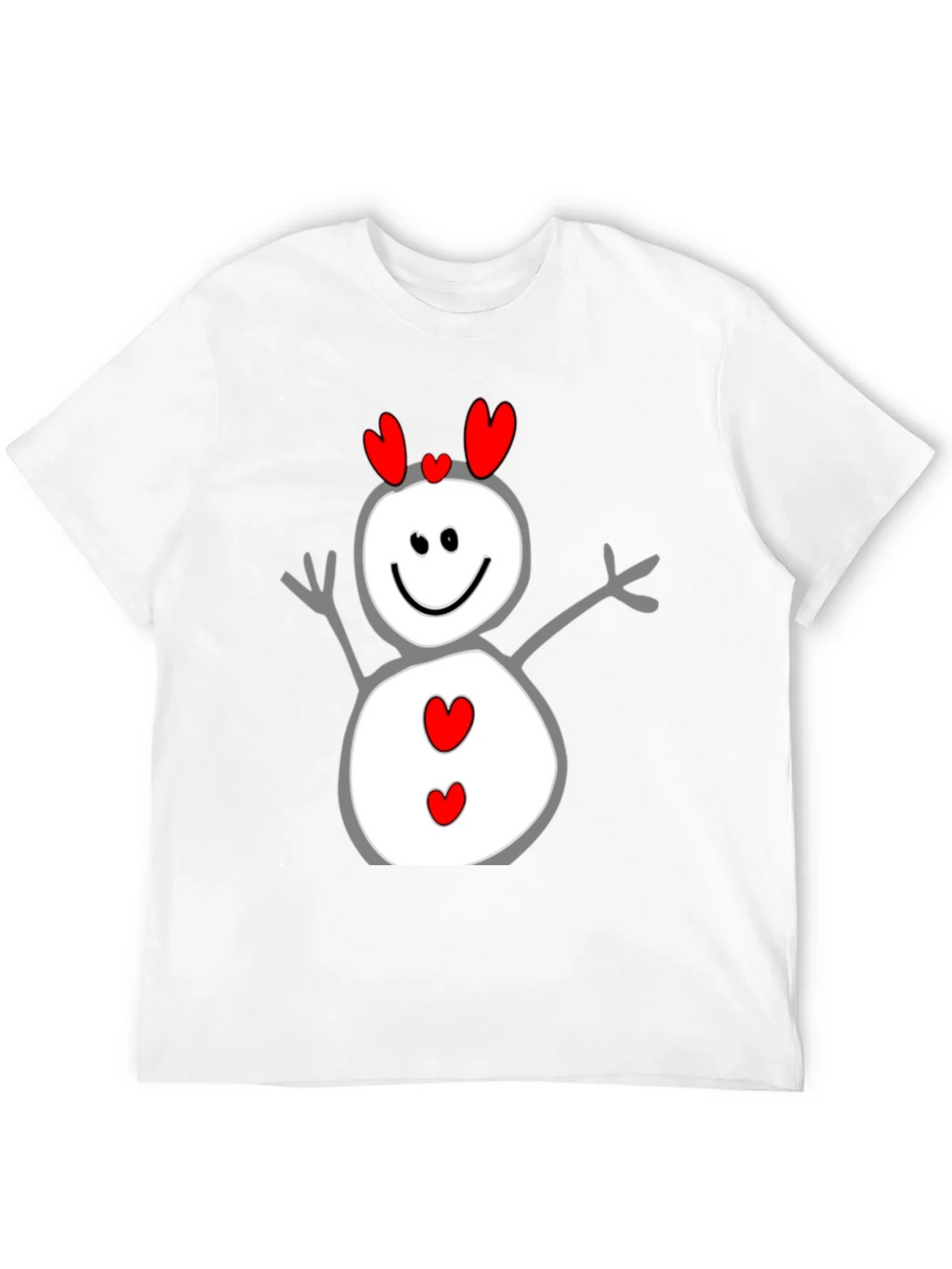 Heart Snowman Graphic Tee - Black Cotton Blend