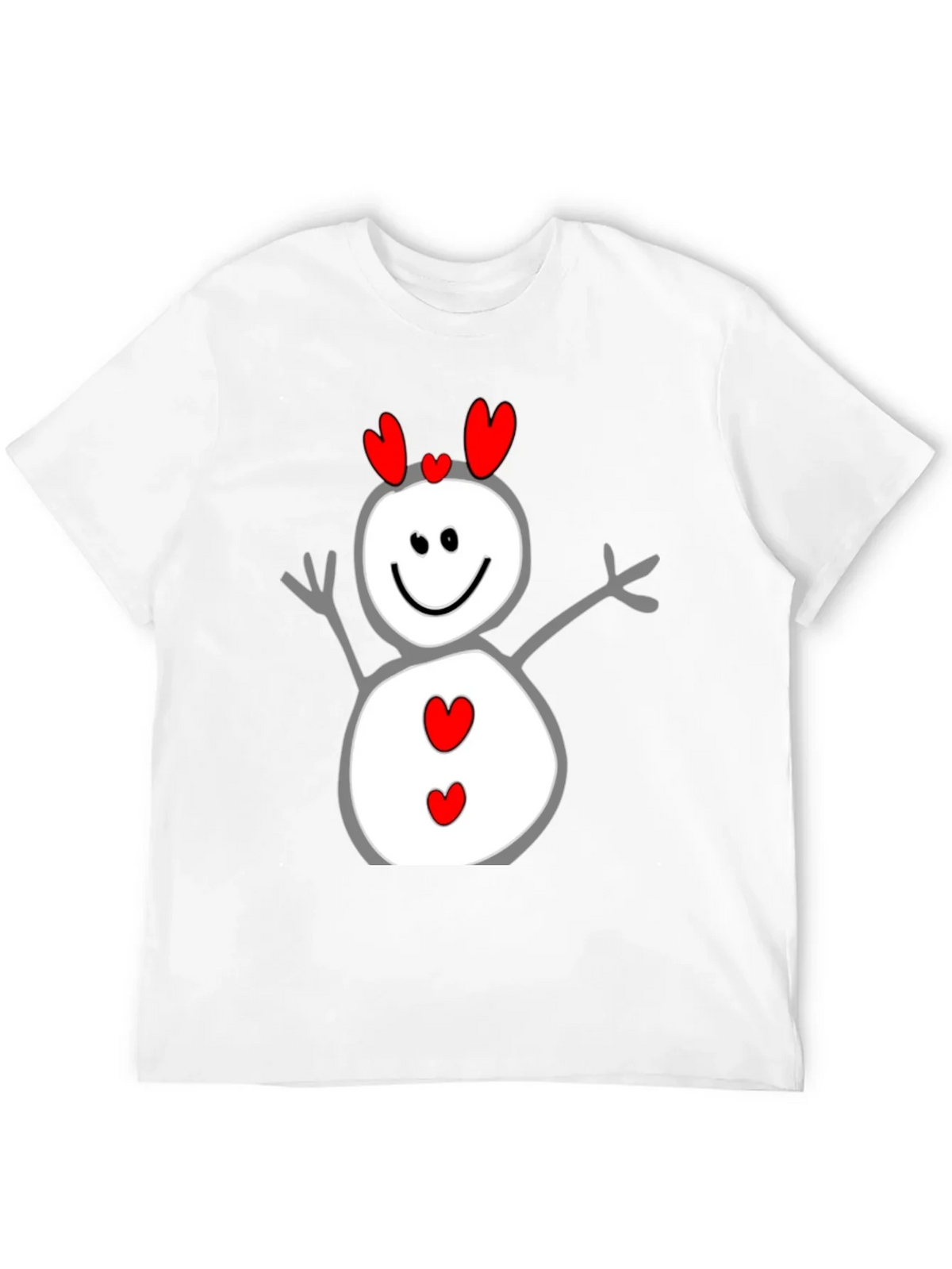Heart Snowman Graphic Tee - Black Cotton Blend