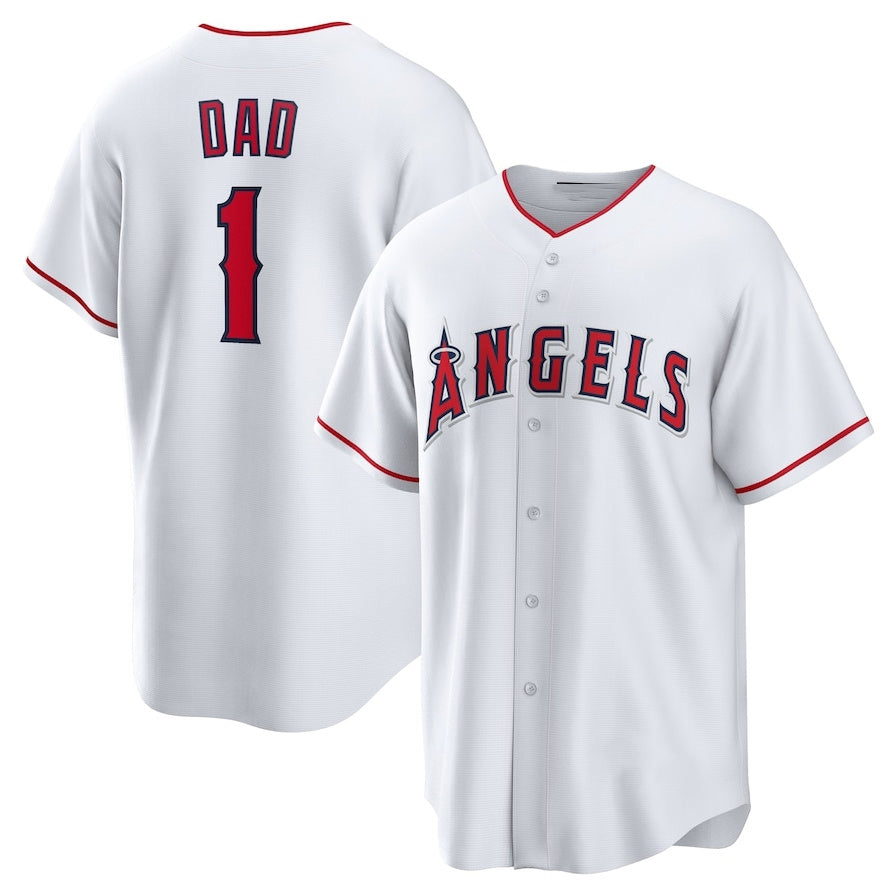 Los Angeles Angels #1 Dad Home Replica Jersey - White Stitched Baseball Jersey