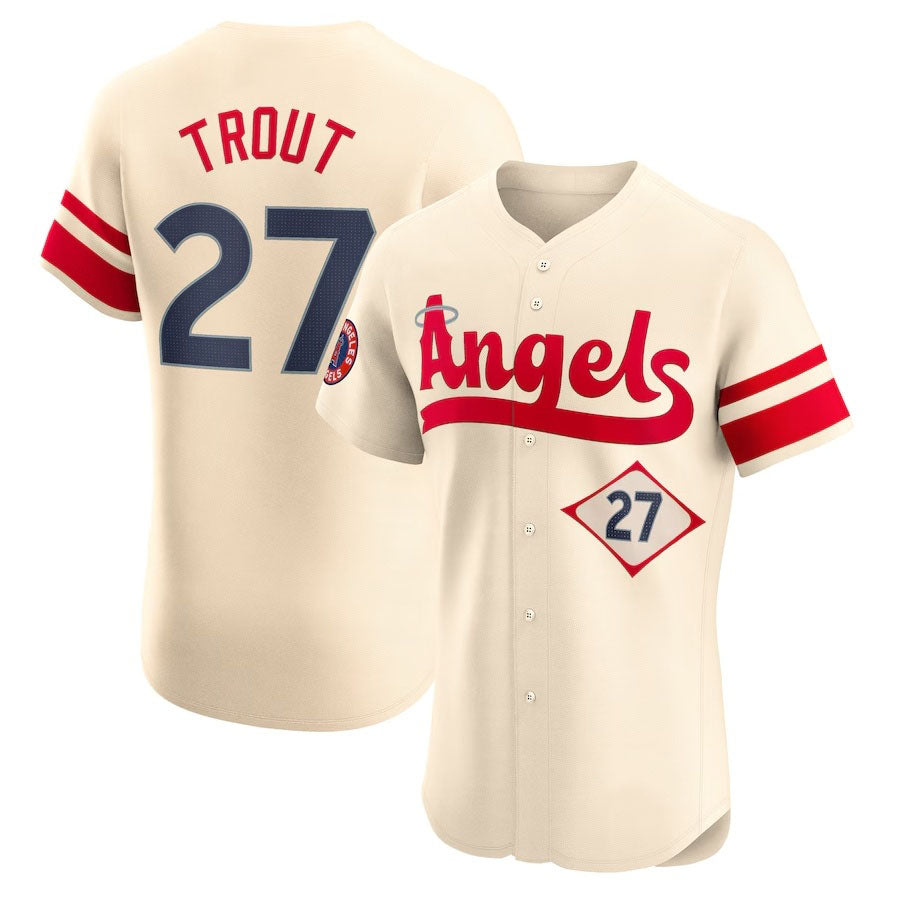 Los Angeles Angels #27 Mike Trout Cream City Connect Elite Player Stitched Baseball Jersey