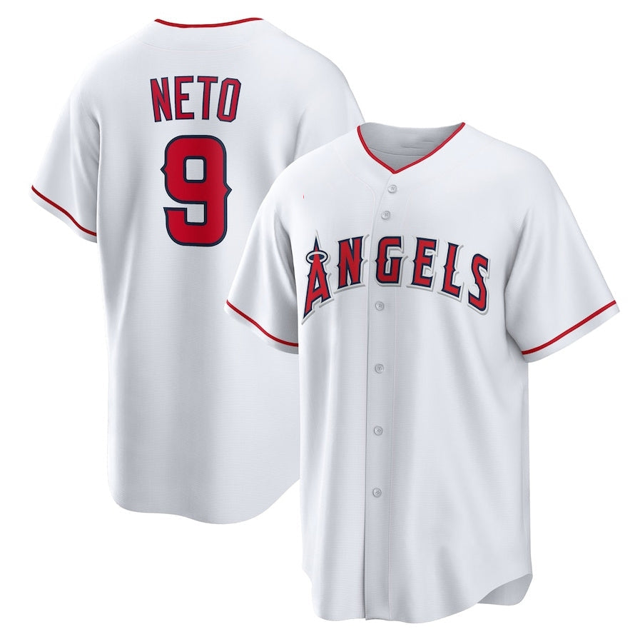 Los Angeles Angels #9 Zach Neto Home Replica Jersey - White Stitched Baseball Jersey